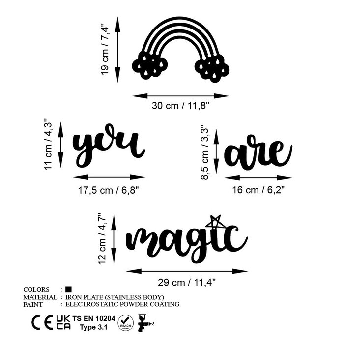 Wallity You're Magic Escultura de Pared de Metal Negra Wallity You're Magic Escultura de Pared de Metal Negra